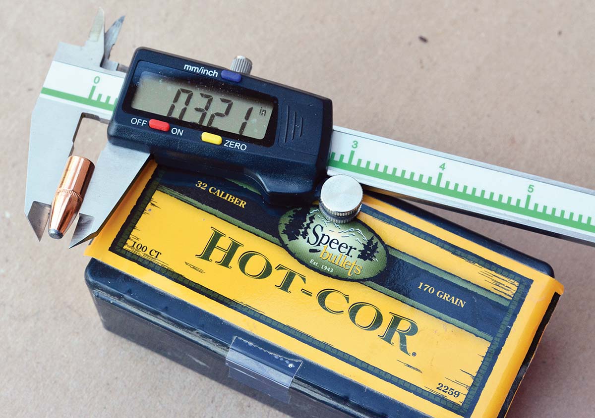 Standard jacketed bullet diameter for the 32 Winchester Special is .321 inch, while cast bullets were sized to .322 inch.